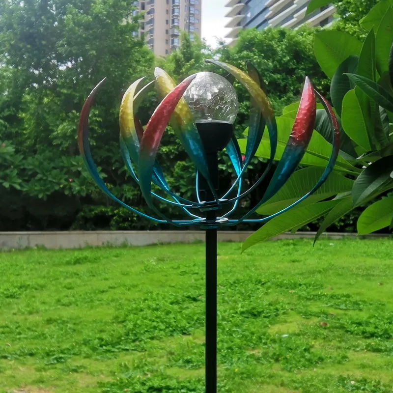 New Outdoor Garden Colorful Anti Rot Metal 3d rotating wind spinner