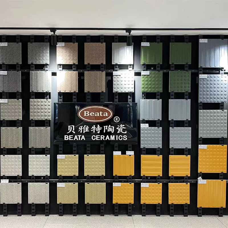 Glazed anti slip yellow gray black blue red white blind tiles porcelain tactile track brick Outdoor Blind Tiles For Side Road