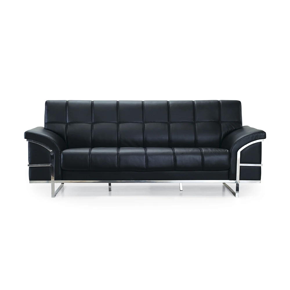 Luxury Lounge Modern Genuine Leather Sofas Sofa Set 3 2 1 Seat Seater I Shape Bench Sofa Black Set