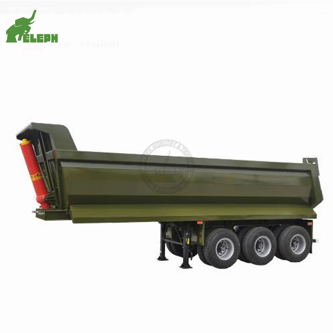 3 Axles U Shape Hydraulic Cylinder Dumps Tipper Trailer  Tipping Rear U Shape Dump U Shape Tipper Trailer
