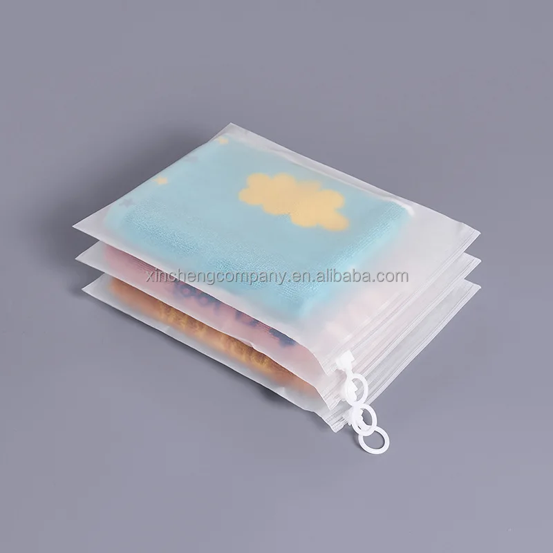 Custom frosted plastic zipper bag matte white plastic zipper bag high quality plastic vinyl zipper bag