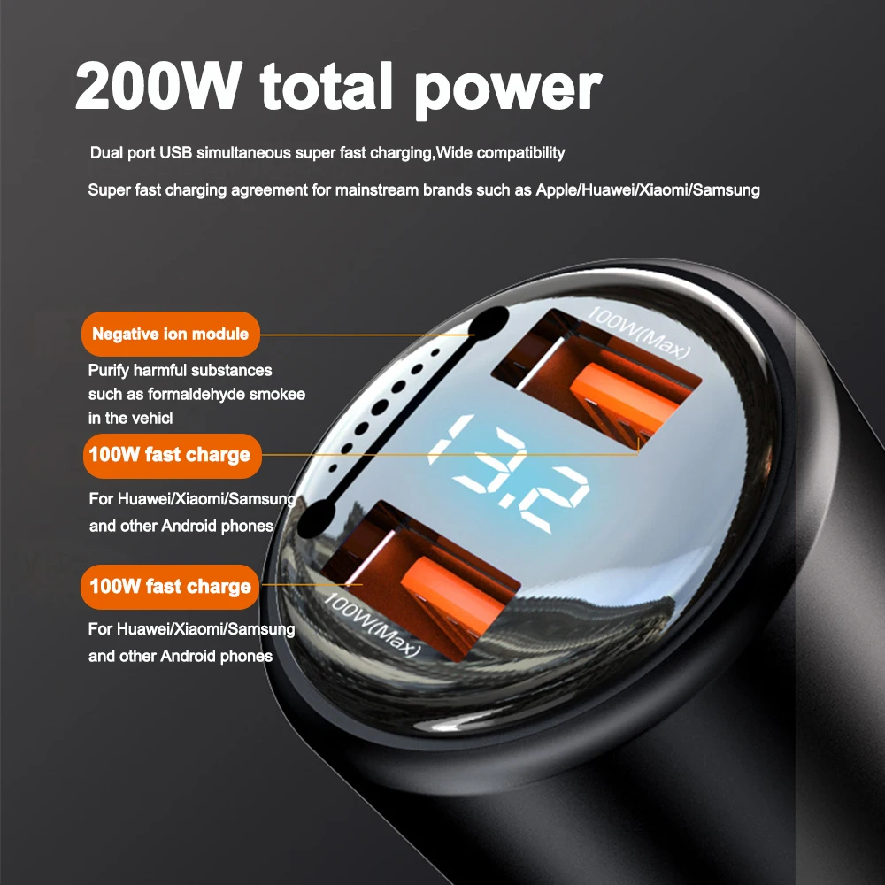 The New Listing Car Charger PD3.0 Fast Charger Multi-function Cigarette Lighter 65w Flash Charger With LED Display 12V 24V