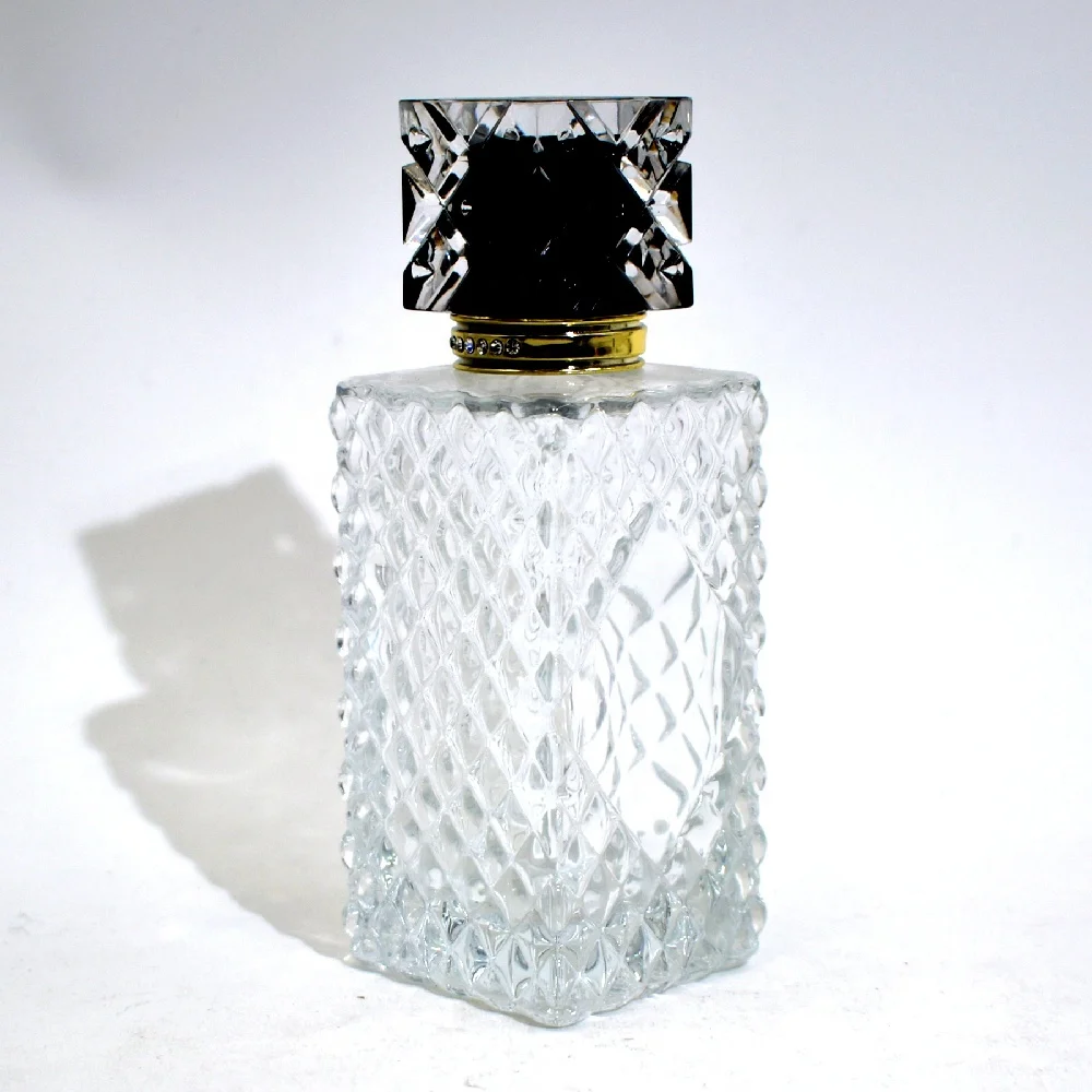 Beauty classical 100ml clear vintage glass perfume bottle with luxury crystal cap