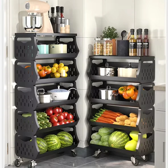 Household 4 Layers Drawer Square Rack Universal Wheel Trolley Floor Movable Storage Cart with Wheels