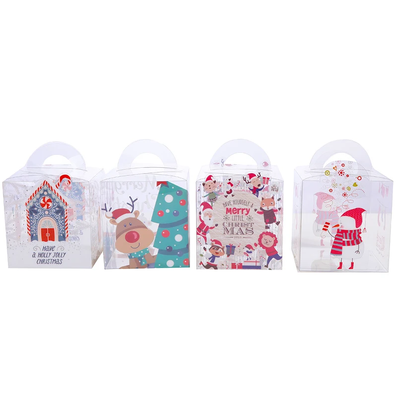 Mini MOQ Clear Plastic PVC Packaging Boxes High Transparent PET Custom cajas de plastico small gift Christmas box with hanger