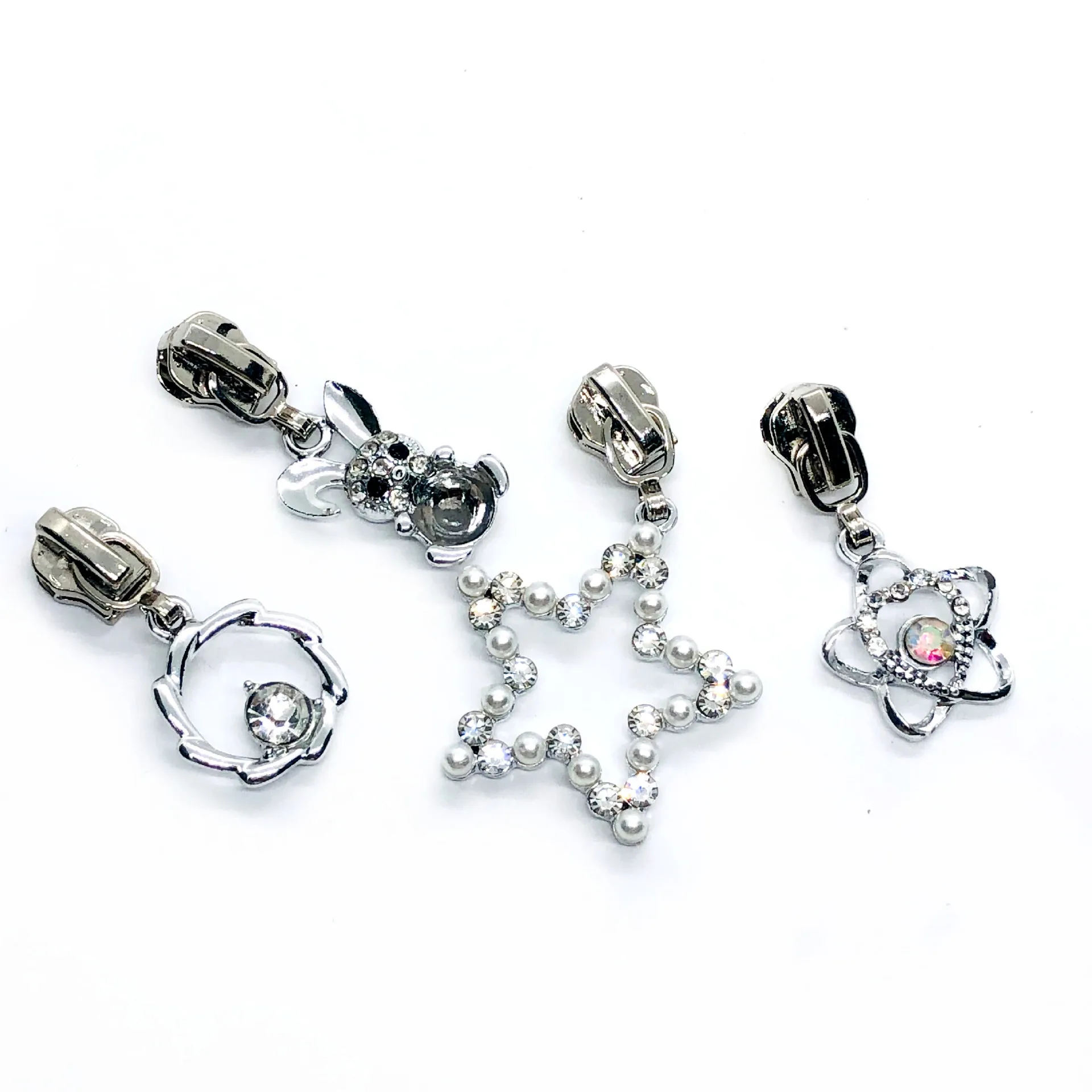 High Quality Pearl with Drill Zipper Head Five-pointed Star Wholesale No. 5 Garment