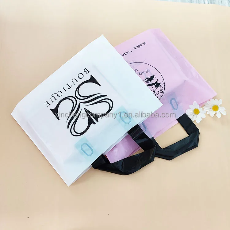 Customized Logo Pink Shop Boutique Gifts Handle Bag Stocking Sizes Reusable Carry Bag Promotion Plastic Bag