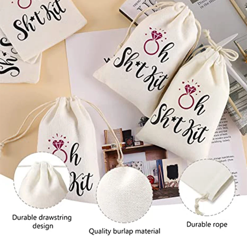 Hangover Kit Party Favors burlap Drawstring Bridal Shower Pouches Wedding Party Decoration Bags