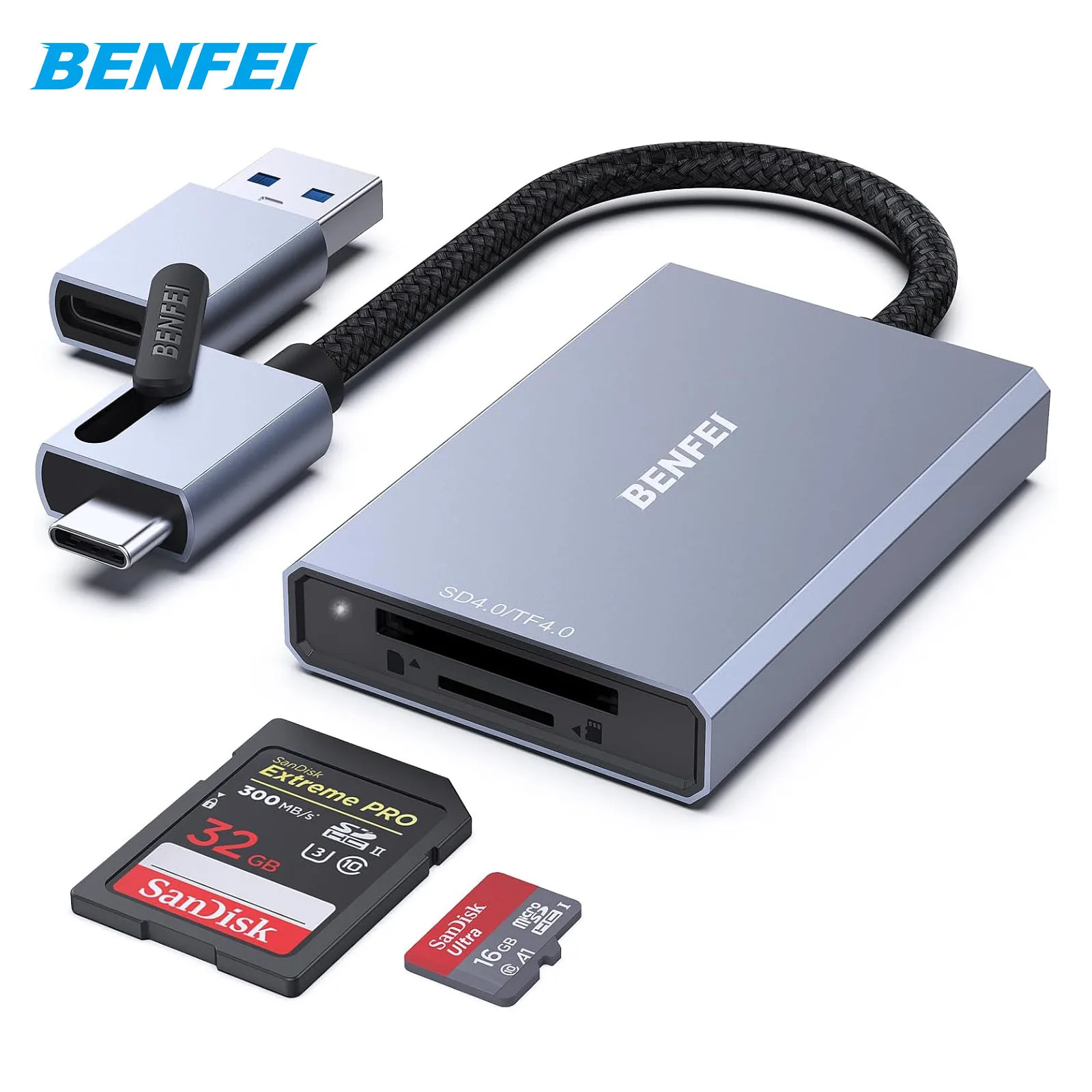 Считыватель карт BENFEI SD 4 0 USB-C/2-в-1 считыватель памяти для SDXC SDHC MMC RS-MMC Micro и многое другое