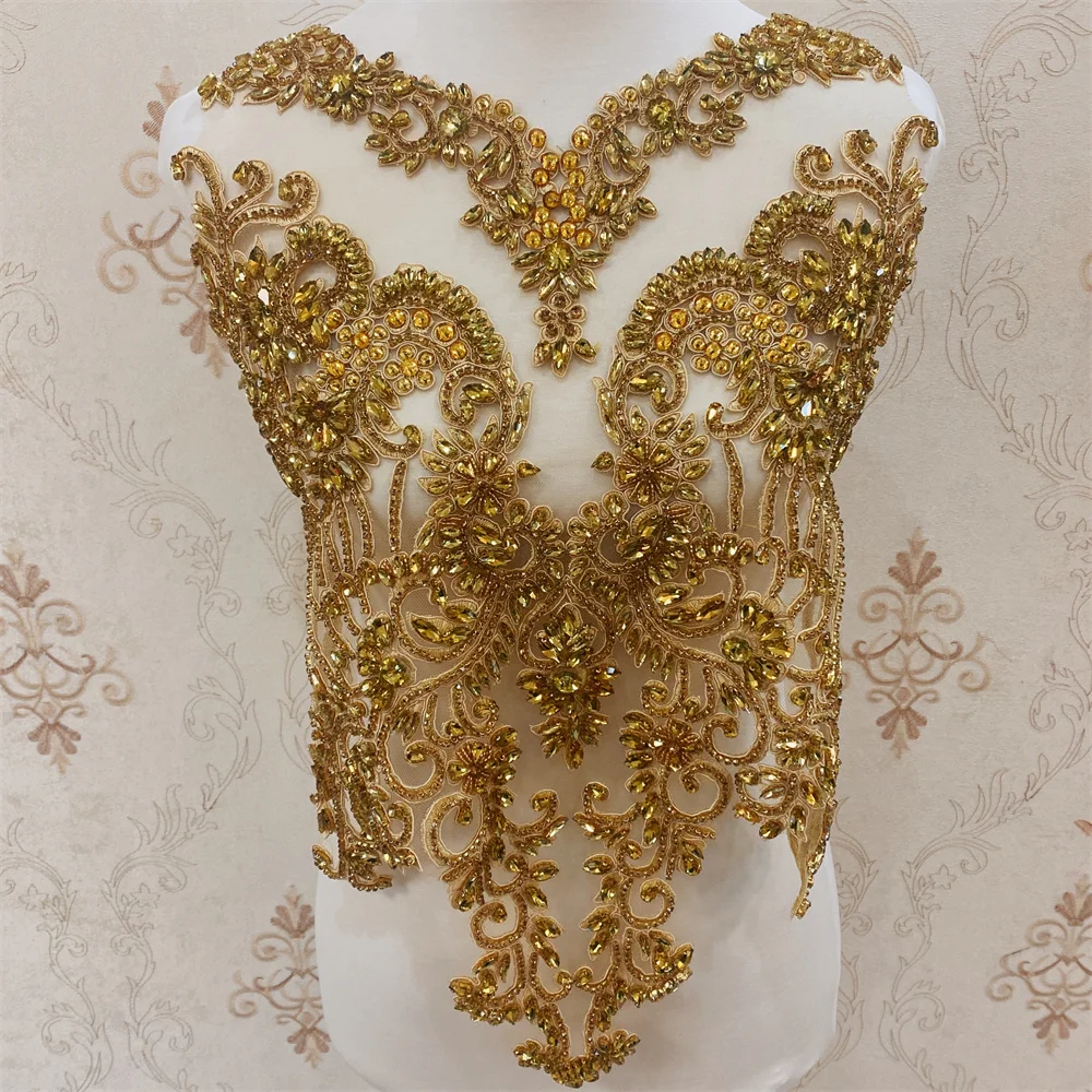 Many colors fashion wedding rhinestone African collar necklace  patches appliques sew on for  party DIY or clothes