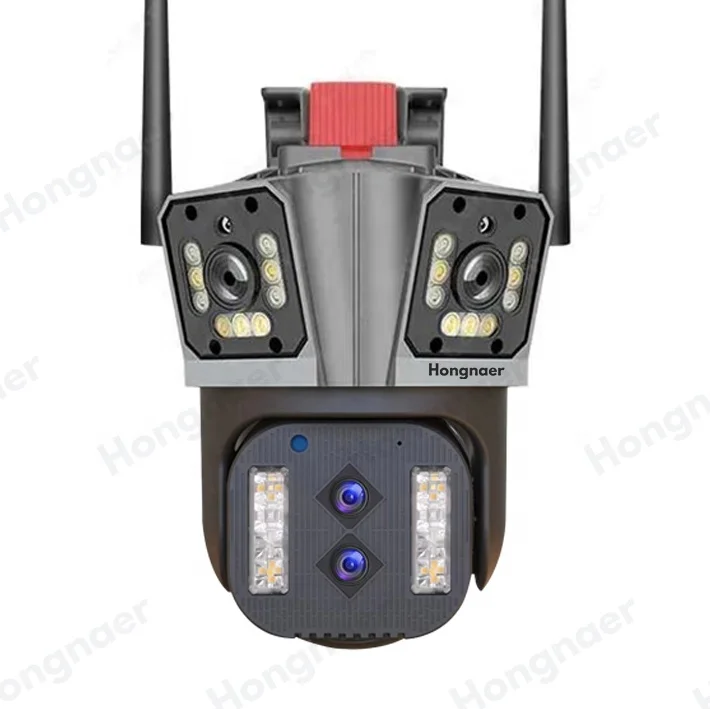 Hongnaer 8K Outdoor 10X Optical Zoom Surveillance Cctv WIFI Security Camera Audio Ptz Four lenses three screens network camera