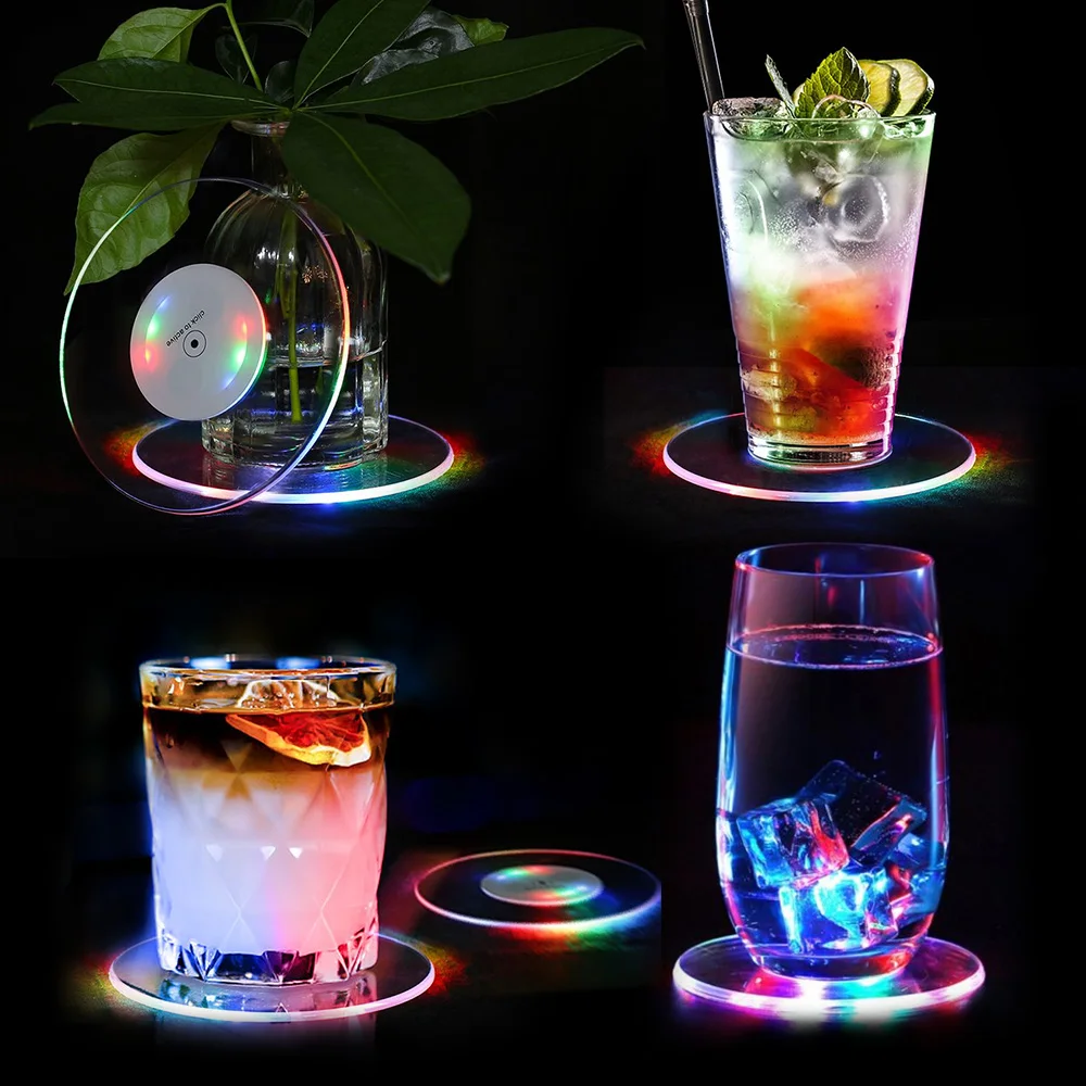 LED Coasters Movie Room Accessories Birthday Wedding Decoration Accessories Speakeasy Decor LED Accessories Bar Bottles Lights