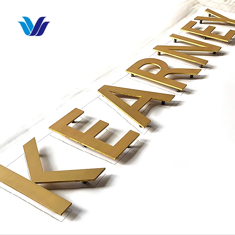 Hongsen Led Signage Outdoor Custom 3D Illuminated Gold Brass Letter Sign