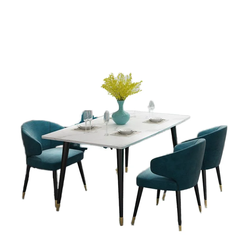UK Hotsale Modern Luxury Dining Table Set Factory Direct Marble Top and Metal Base for Home Furniture