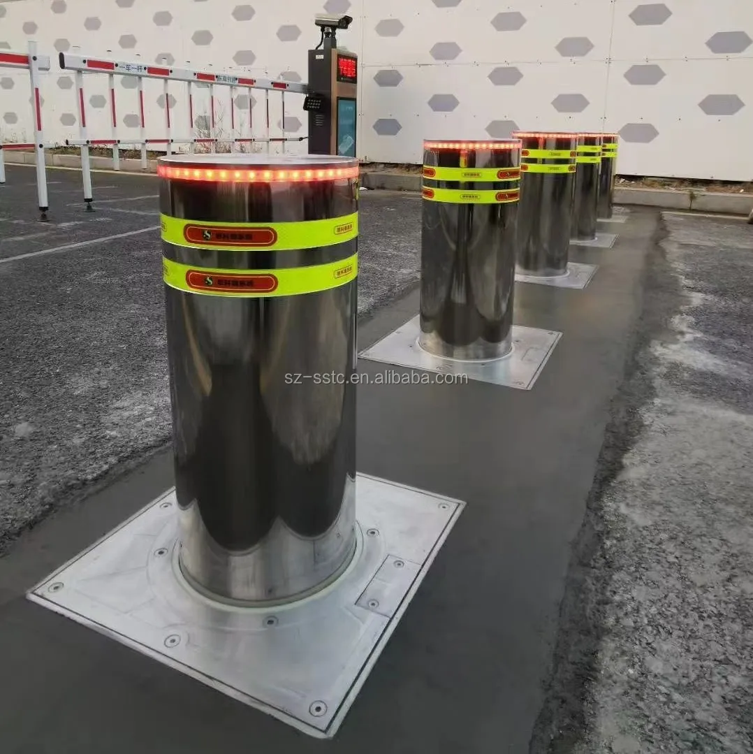 Retractable parking hydraulic rising bollard automatic bollard with light