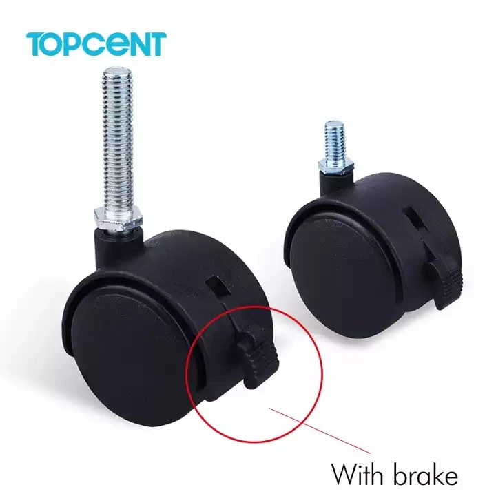 Topcent ролики для мебели по оптовой цене 2 дюймов черный нейлон офисного кресла поворотный мебель