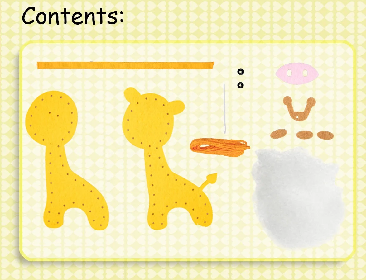 NONE-TOXIC ECO FRIENDLY FELT DIY KIT ANIMAL GIRAFFE READY FOR STITCH LEARN TO SEW ART AND CRAFT FOR KIDS