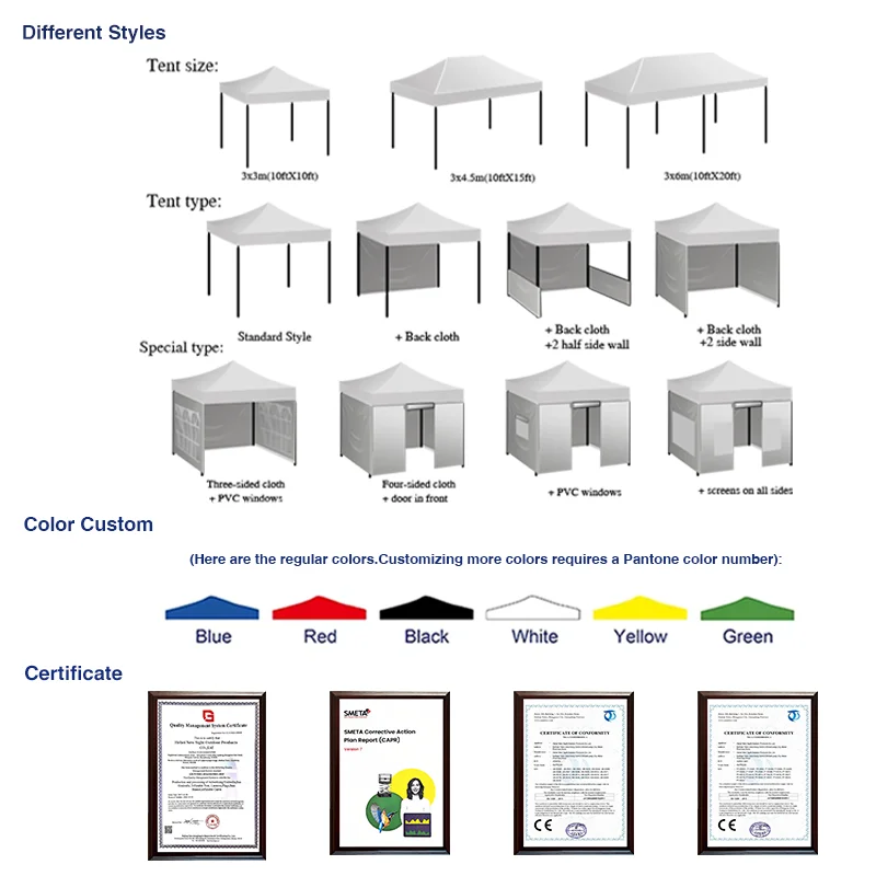 10x10 Ft Custom Designed Folding Canopy Tent Trade Show Pop Up Outdoor Gazebo Tent for Events
