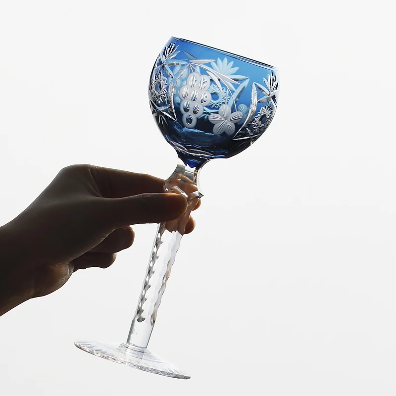 Top Seller Bohemian Style Hand Cut Beautiful Classic Patterns Crystal Glass Goblets for Wine Champagne  Drinking 230ml 1PC