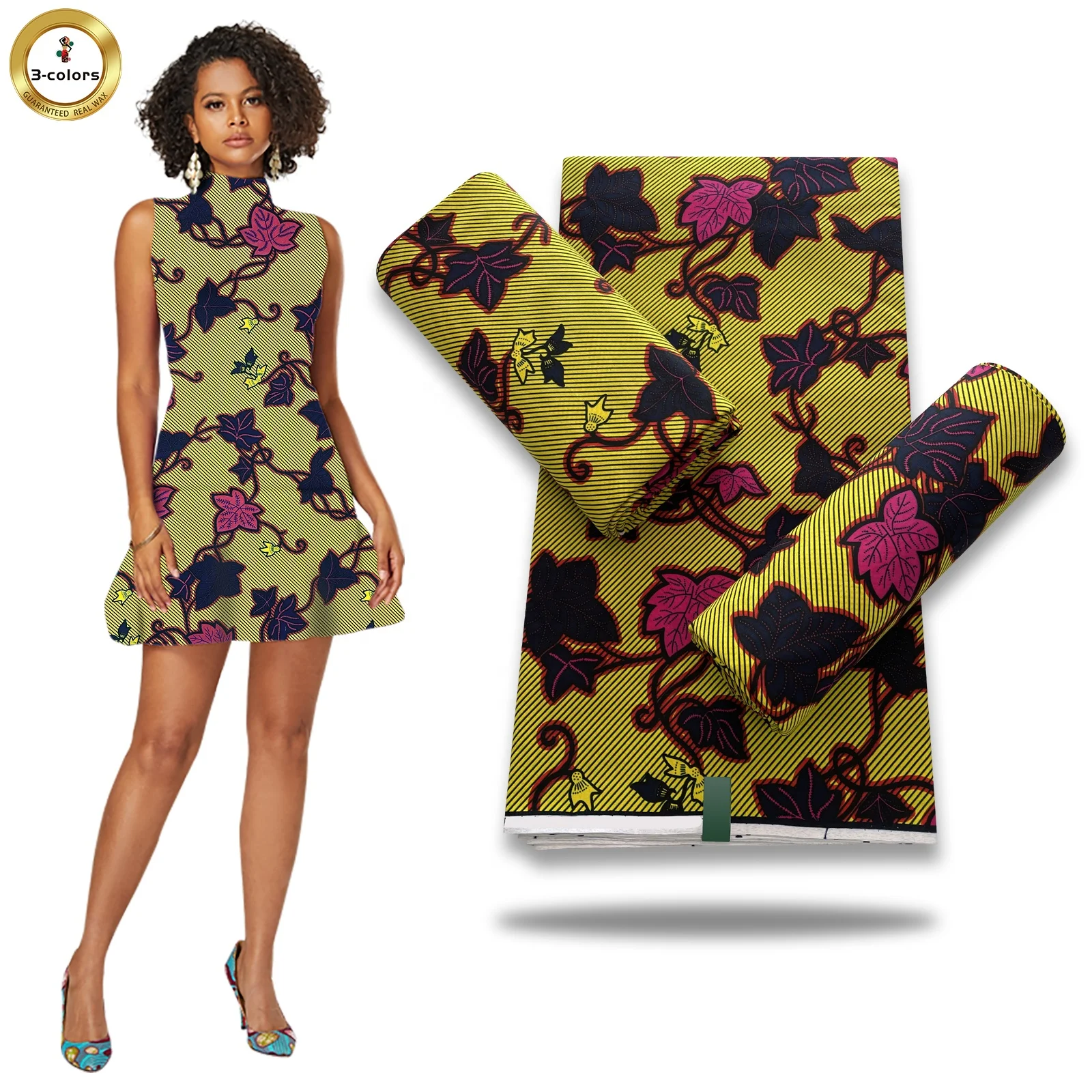 2022 popular new fashion 100% cotton african wax fabric 6 yards for costume