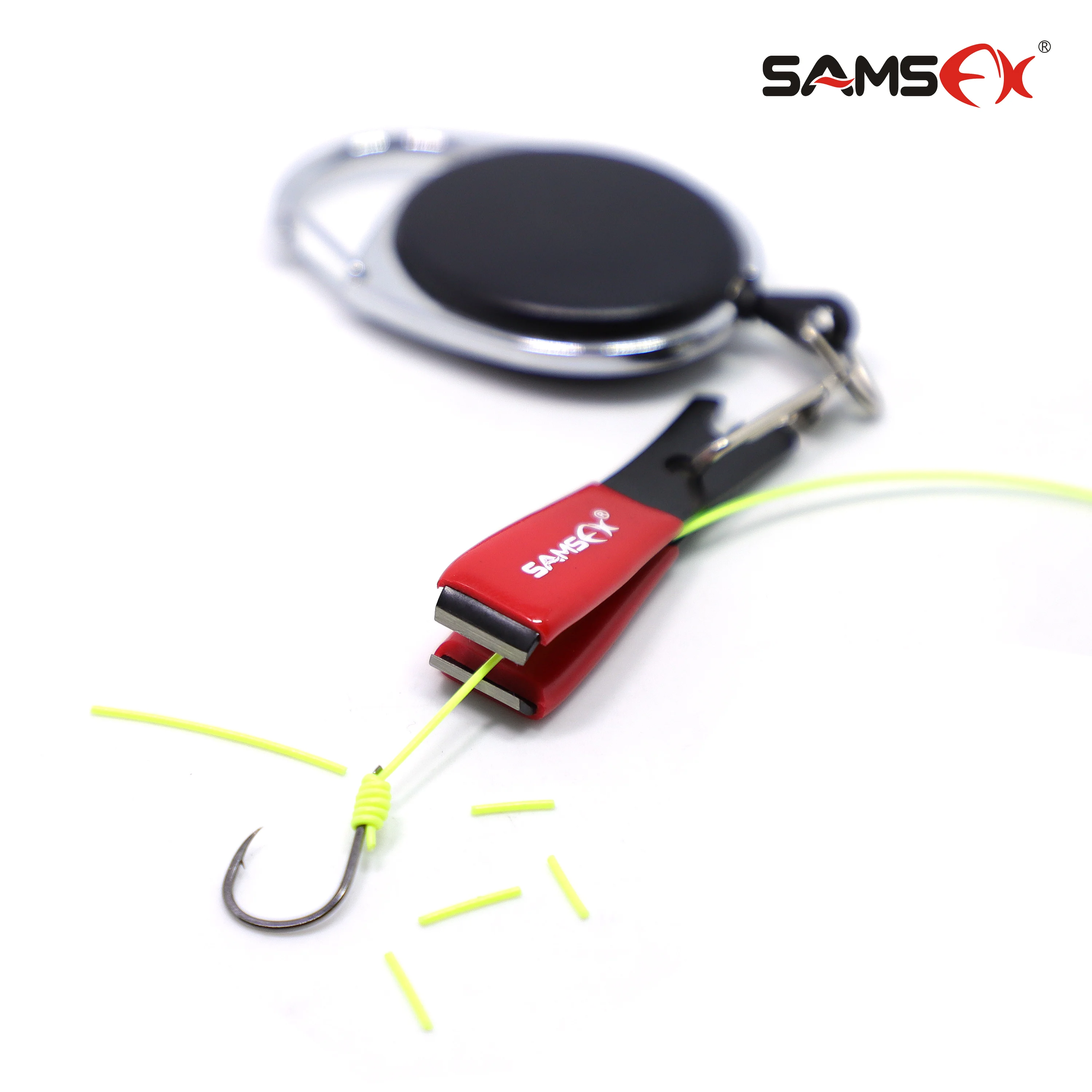 
SAMSFX Fishing Line Cutter Clippers Foaming Grip Hook Eye Cleaning Needle with Zinger Retractor Fly Fishing Nippers 