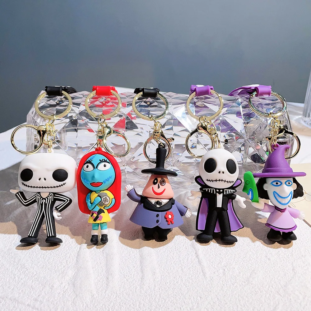 3D Rubber The Nightmare Before Christmas Key Chain Jason Pendant Key Chain Halloween Lanyard Anime Keychains Promotion Car Gift
