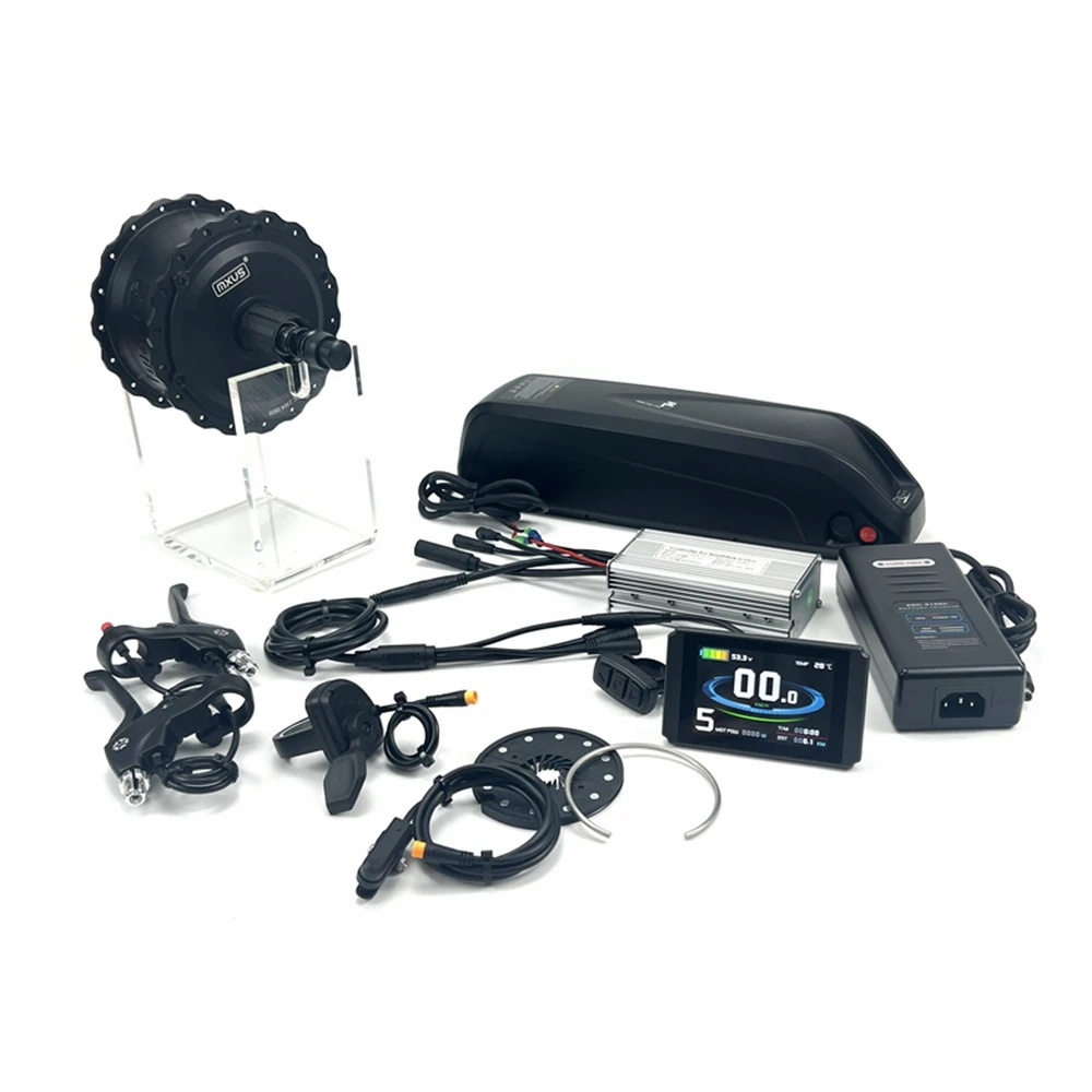 MXUS Fat Tire Ebike Kit Waterproof Electric Bicycle  Cassette Hub Motor Wheel Conversion Kit 48V750W with LCD Display Meter IP65