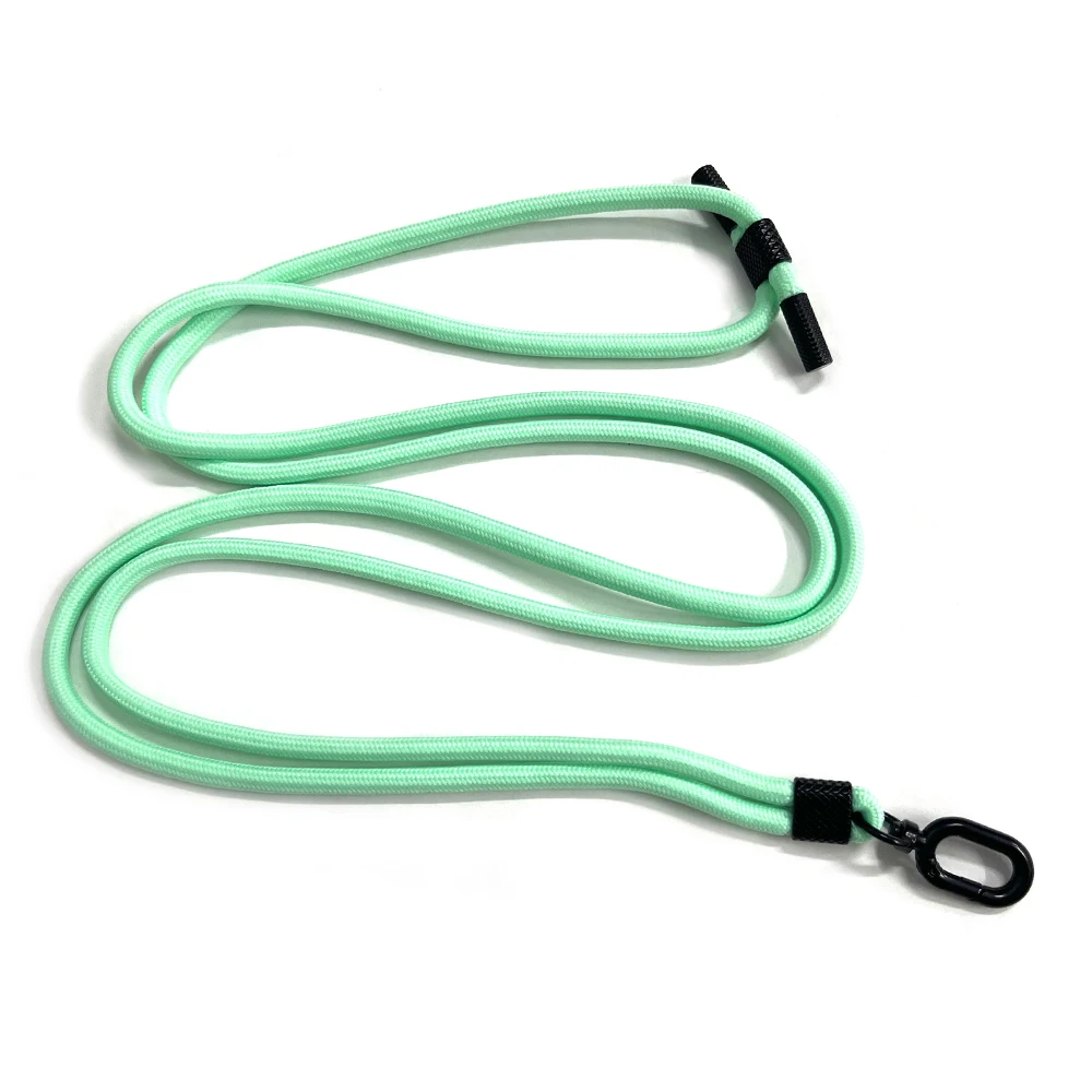 4mm Colorful Braided Nylon Round Rope Fashion Fluorescent Green Long Lanyard Keychain Necklace with Adjustable Accessory