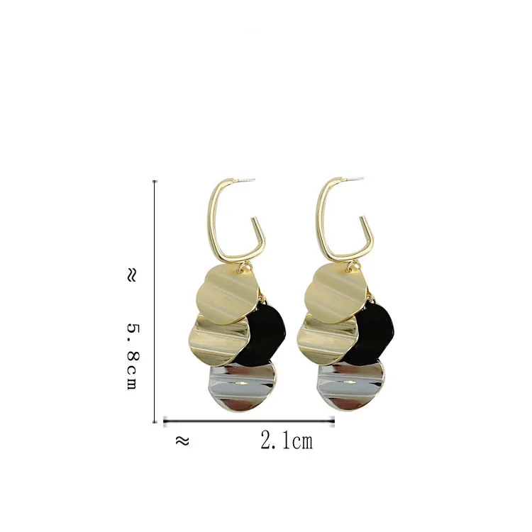 SC Women Retro Hong KONG Style Mixed Color Coin Drop Earrings Luxury Long Metal Disc Tassel Earrings For Party Engagement