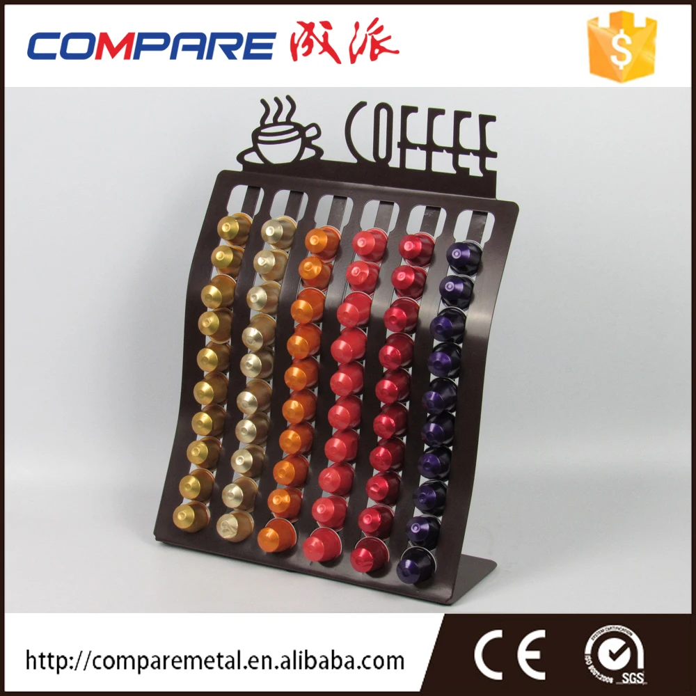 Modern Black Powder Coated Metal Coffee Pod Holder Nespresso Capsule Holder Functional Storage Design Kitchen Use Box Packed