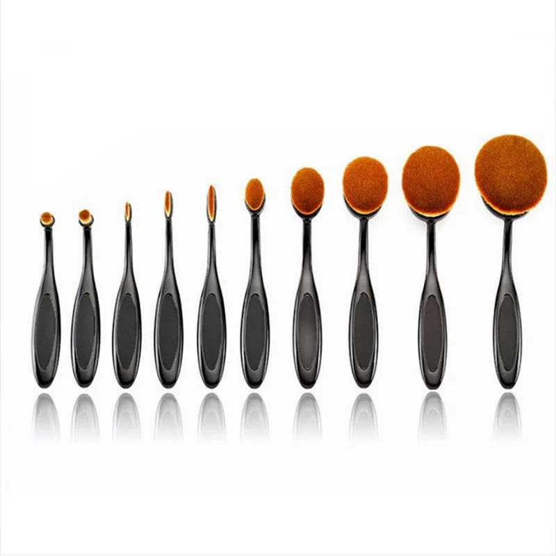 10pcs Cosmetic Brushes Toothbrush Type Foundation Brush Set Plastic Brush Handle Manufacturers Stock Universal Beauty Tools