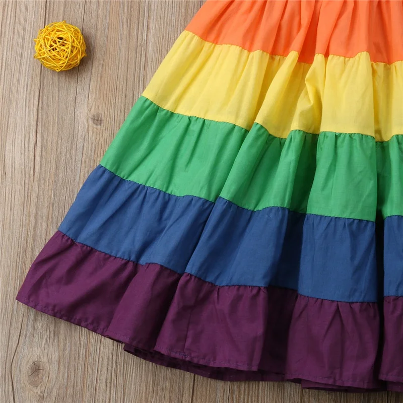kids rainbow dress cheap wholesale 0-12 T girls`s dress for girls summer cotton dresses