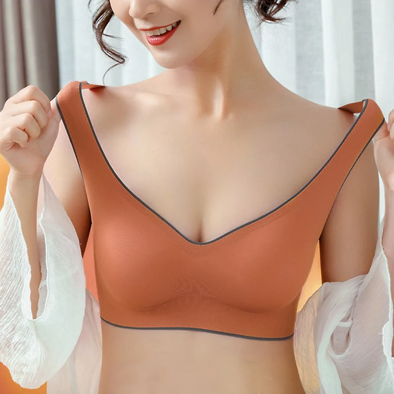 Seamless Bras for Women Push Up Underwear Bralette Top Comfort Cooling Gathers Shockproof Pad