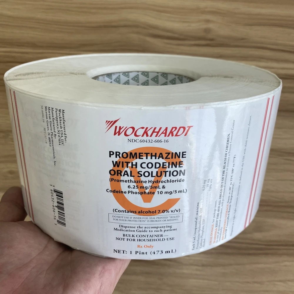 wockardt cough syrup sticker label hitech Multi-layer adhesive sticker with booklet