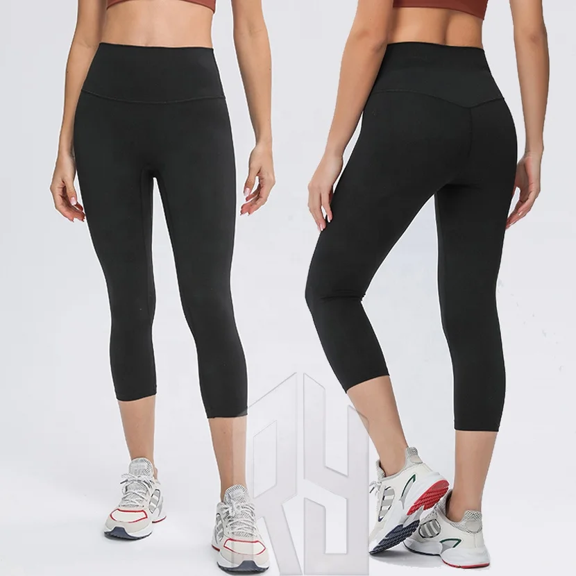 Fitness Cropped Leggings 21' length No camel line align lift hip running fitness quick-dry Yoga Biker  pants Workout clothes