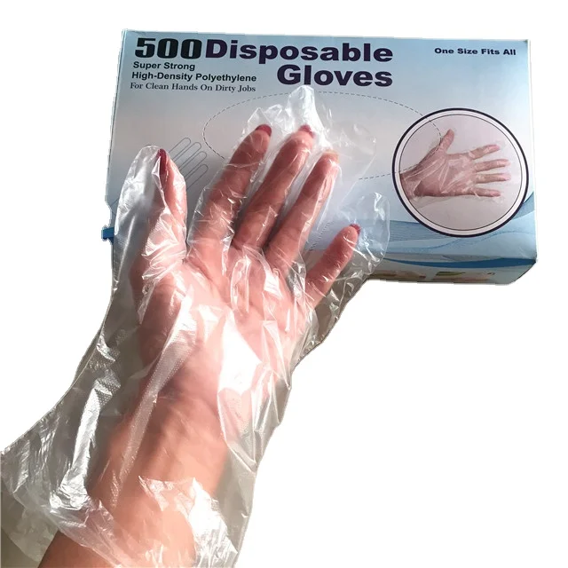 Box packing transparent plastic disposable pe gloves