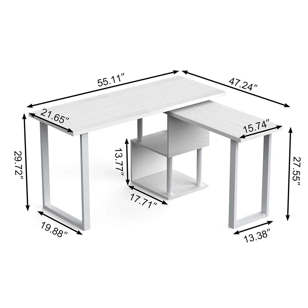 High Quality Modern Computer L Shape Work Tables Office Furniture Rotating PC Writing Table