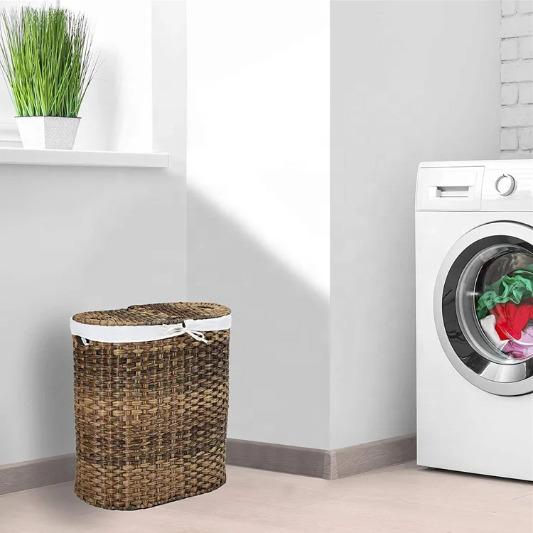 Home New Bamboo Wood round Clothes Storage Basket with Cover Cestas de Almacenamiento Laundry Hamper Wicker Material