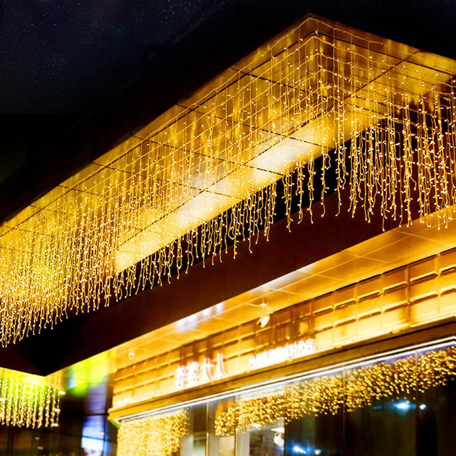 Connectable 5M Christmas Garland LED Icicle String Lights Droop 0.7m AC 110-240V Garden Street Outdoor Decorative Holiday Light