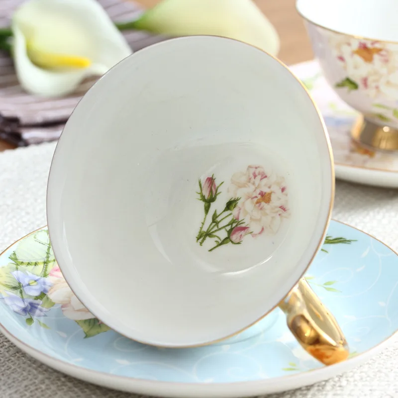 Synwish Custom Printed Artistic Porcelain Milk Mugs Vintage Handmade Bone China Coffee Cup Set European Flower Ceramic Tea Cups