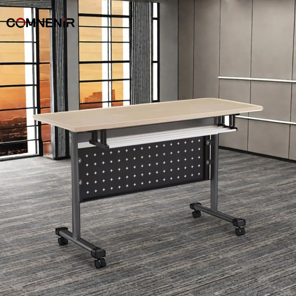 Adjustable Student School Room Computer Desk Flip Top Movable Foldable Table Wheels Training Meeting Conference Study Office