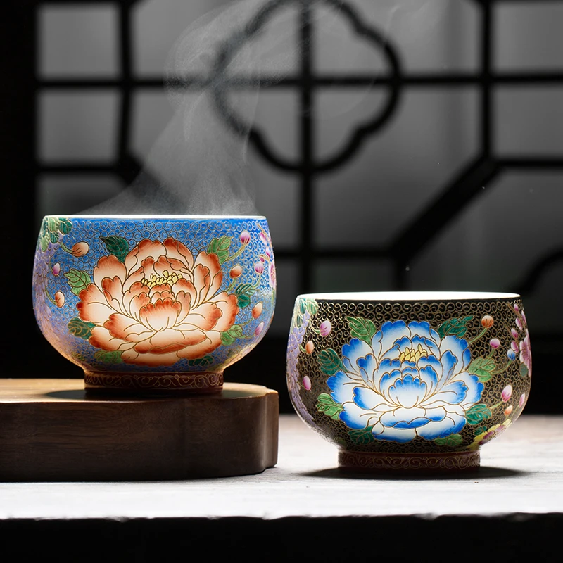 Pure handmade ceramic tea set fillet enamel white handmade household sample tea cup high-grade gift box loaded beautiful tea set