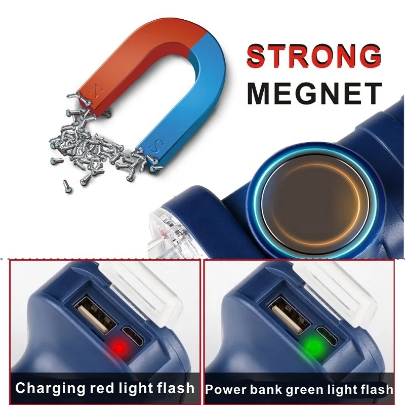 good quality 10W COB Portable Working Lamp USB Rechargeable led Work Light with Magnets