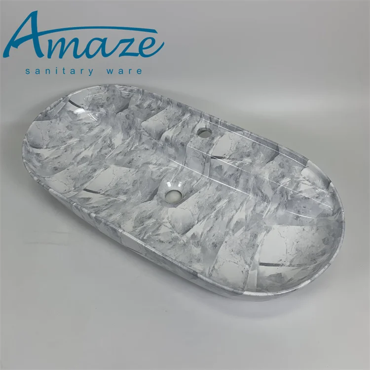 Modern novel design sanitary ware countertop ceramic sink art washbasin marble hand wash basin