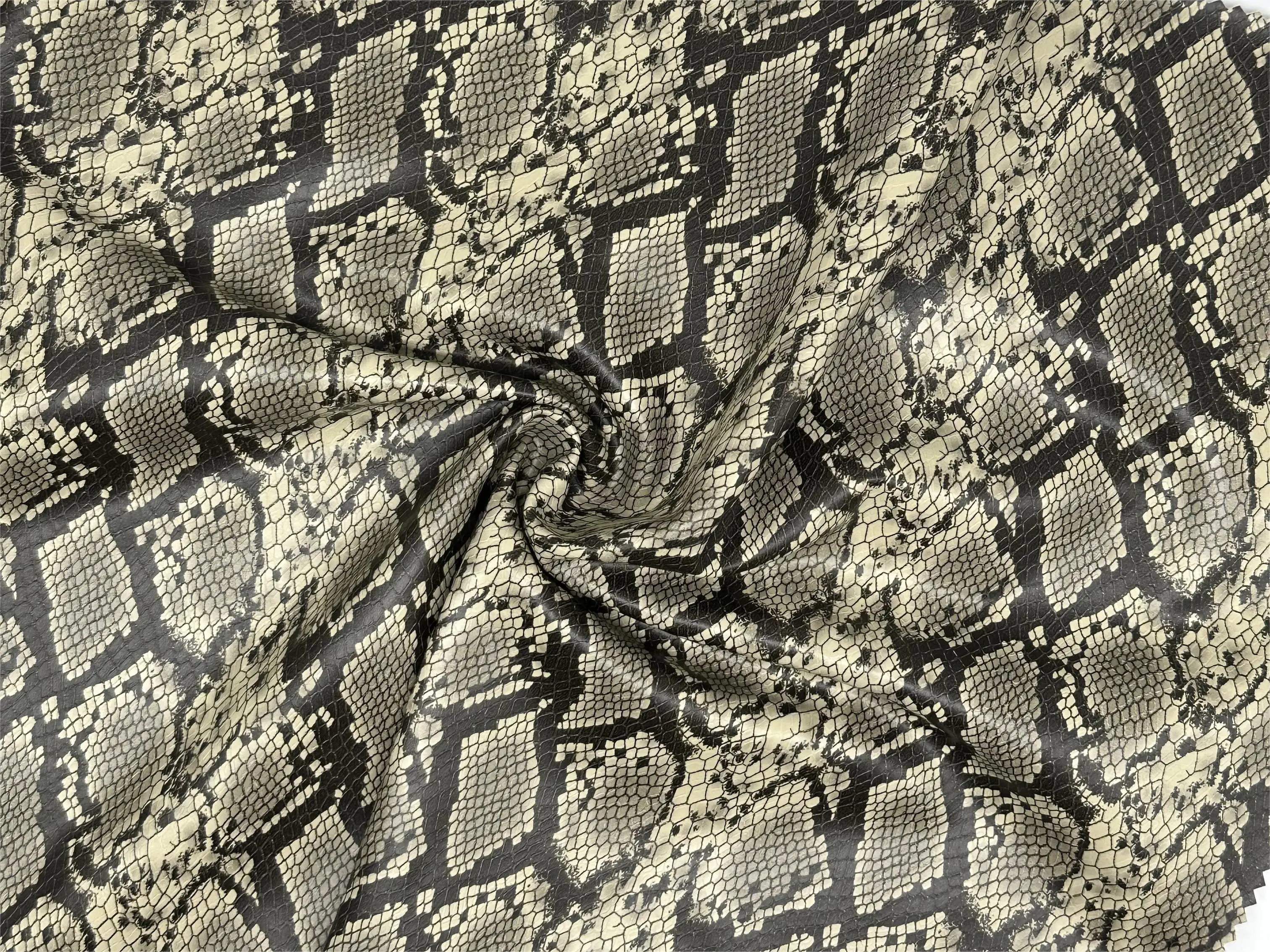 Artificial 4 Way Stretch Vinyl Synthetic Faux python Snake Texture Embossing Leather for Clothing Designer Leather Fabric