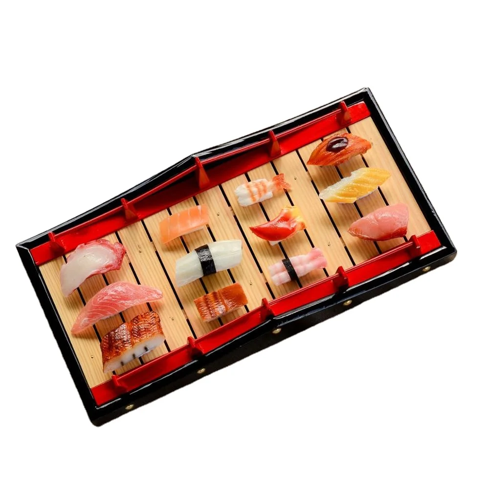 Eco-friendly cheap painted color wooden Sushi bridge japenese sushi plate set