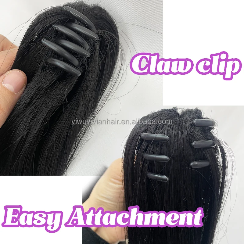 Vivian hair long curly wavy synthetic claw clip rasta hair ponytail for kids ponytail hair extension with claw clips