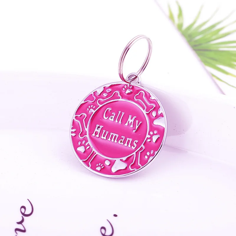 Factory wholesale printing collar zinc alloy engrave able dog tag Cute round hanging tag engraveable prevent loss qr code tag
