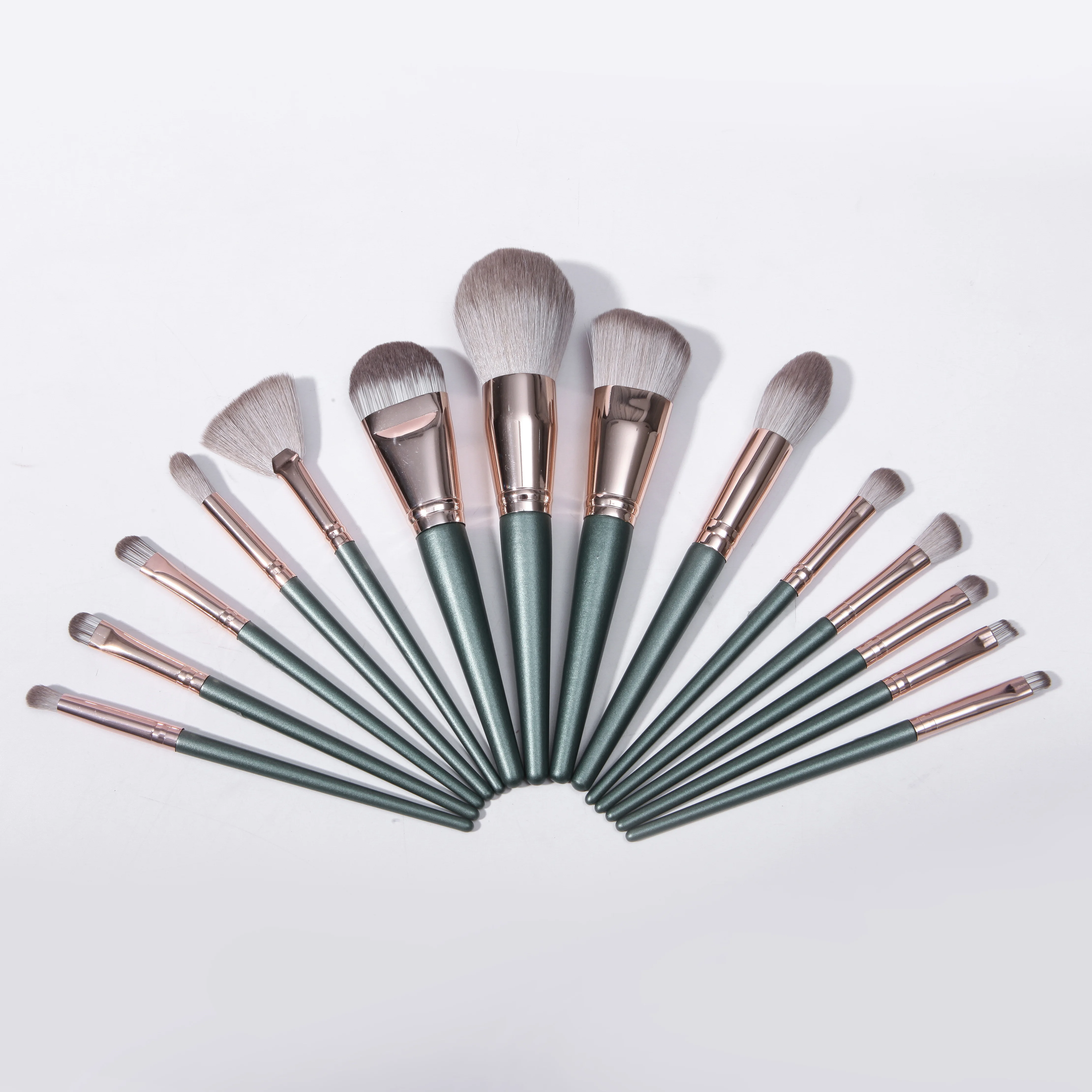 2022 New Makeup Brush Set Vegan Green wooden handle Makeup Brushes High Quality Beauty Tool Wholesale