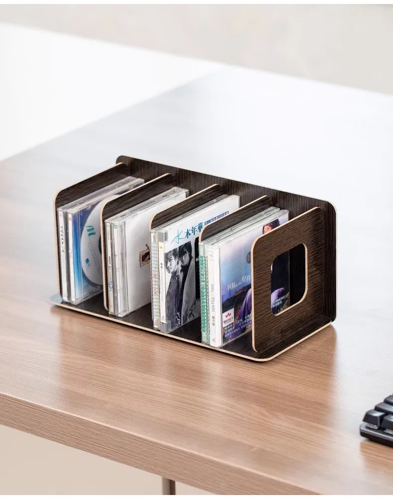 Customized Single-Tier Bamboo CD Rack Creative Wooden Storage Display DVD Movie Disc Record Cabinet Customizable Box Record Rack